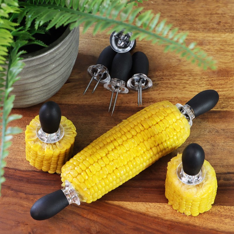 com-four® 8 x Corn Forks with 2 Stainless Steel Tines,
