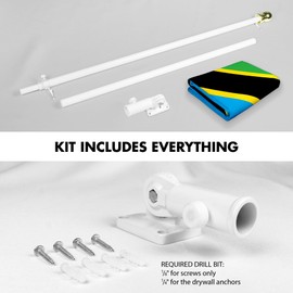 G128 Combo Pack: 6 Ft Aluminum Spinning Flagpole (White) & Tanzania Tanzanian Flag 3x5 Ft, LiteWeave Pro Series Printed 150D Polyester | Pole with Flag Included