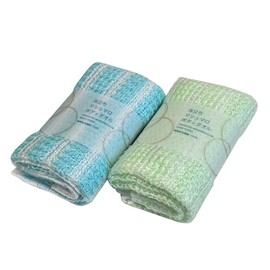 Knit kobo.h Body Towel, Set of 2, Foaming Marshmallow Corn Fiber, Soft, Approx. 9.1 x 39.4 inches (23 x 100 cm), Made in Japan, Polylactic Acid (Blue/Green)