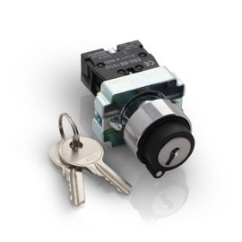 Shopcorp - 2 Position Maintained Selector Rotary Key Switch - Self-Lock Switch, 22mm Mounting Hole Size, 1NO Control Function, 415V Voltage and 10A Contact Current - XB2-BG21 Model
