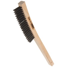 Weiler 44053 Hand Wire Scratch Brush, .012 Carbon Steel Fill, Curved Handle, 3 x 19 Rows