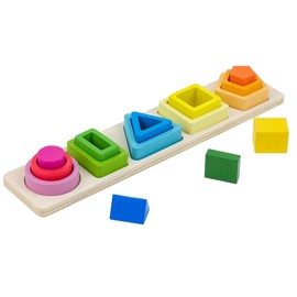 MEYOR Montessori Toys for Toddlers 1 2 3 Year Old Educational Shape Color Sorter Preschool Kids Gifts,Wooden Sorting & Stacking Toys for Baby Kids