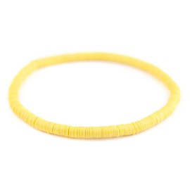 TheBeadChest Boho Stretch Bracelet, Yellow - Stackable African Vinyl Heishi, Unisex for Men & Women