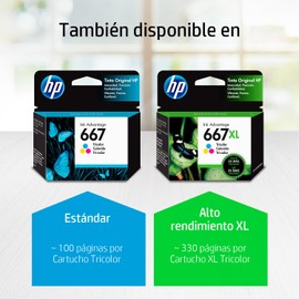 HP Cartucho de tinta 667XL tricolor Original (3YM80AL) Compatibilidad DeskJet Ink Advantage 1275, 2374, 2375, 2376, 2775, 2776, 6076, 6476, 6476