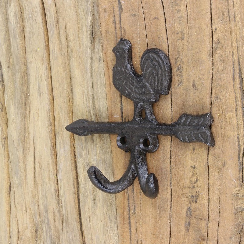 Macosa CE6Y4561 Wall Hook Rooster Brown Metal 12 cm Coat