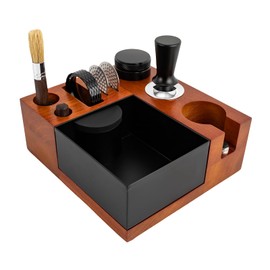 Espresso Tamper Holder,Wooden Coffee Tamper Station Base,Espresso Tamp Stand Fit for 54mm Espresso Accessories,Espresso Knock Box,Espresso Coffee Organizer Box,Espresso Tamping Station Knock Box