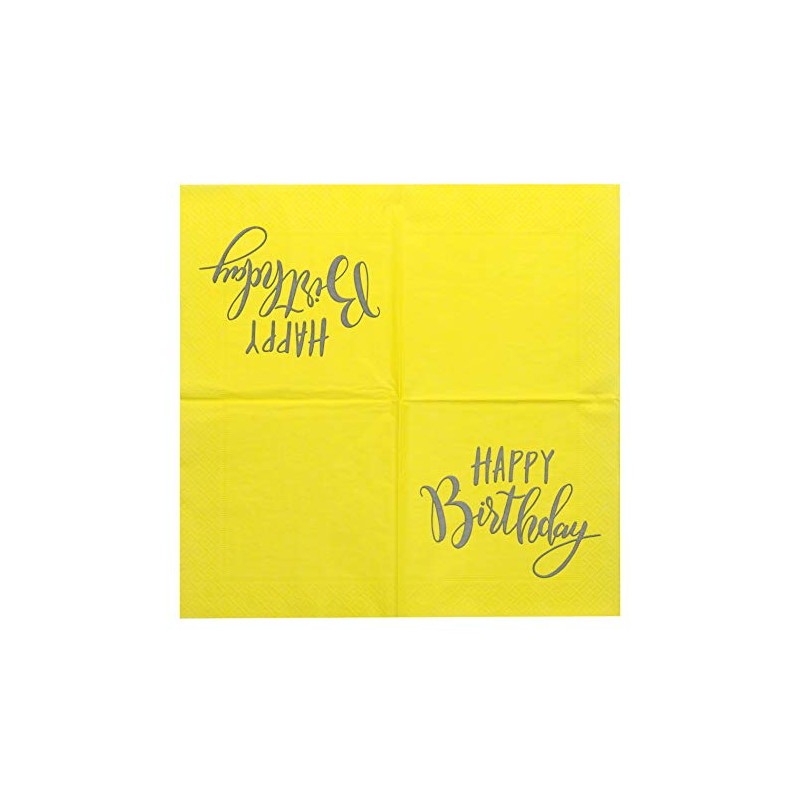 20 Serviettes Happy Birthday 33 x 33 cm Yellow /