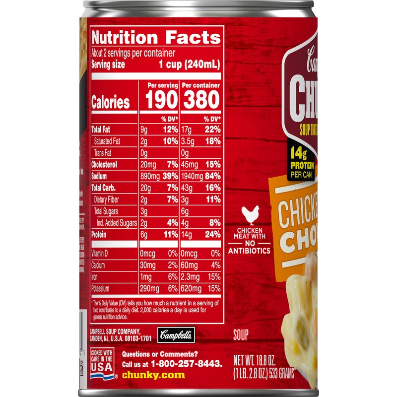 Campbell's Chunky Soup, Chicken Corn Chowder, 18.8 Ounce (Pack of