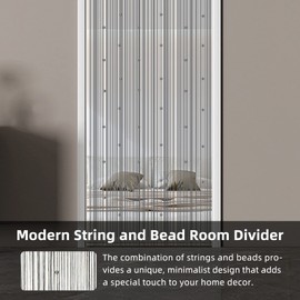 LaSyL Beaded String Curtains for Doorways, Dark Gray 39 x 110 inches, Crystal Beads Screens Home Privacy Decor, Suitable for Living Room Partition Closet Doors