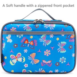 FlowFly Kids Lunch Box Insulated Soft Bag Mini Cooler Back to School Thermal Meal Tote Kit for Girls, Boys, Butterfly