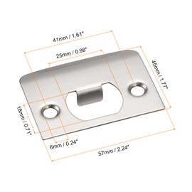 sourcing map Door Strike Plate, 57mm x 45mm 201 Stainless Steel Latch Deadbolt Strike Plate for Door Frame Door Jamb, Silver