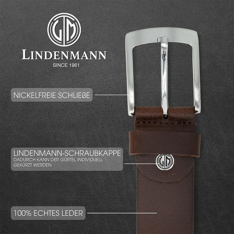Lindenmann Men’s Jeans Belt XXL - Full Buffalo Leather -