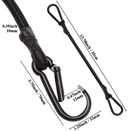 Bungee Cords with Carabiner Clips, 4 Pack Long Heavy Duty Carabiner Bungee Cord 30 cm, Extra Strong Black Bungee Straps with Carabiner Hooks for Camping, Tarps, Bike Rack, Tent, Car