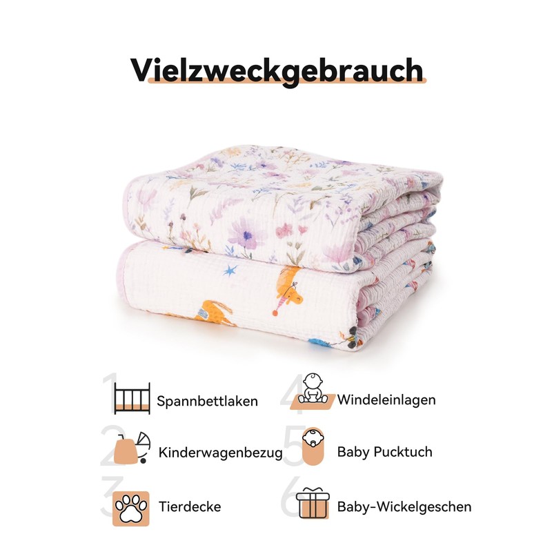 TILLYOU Set di 1 coperta in mussola a 4 strati,