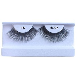 10 Pairs 100% Human Hair False Eyelashes Natural Black #80