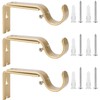 Ycolnaefllr Set of 3 Golden Adjustable Curtain Rod Brackets Rod