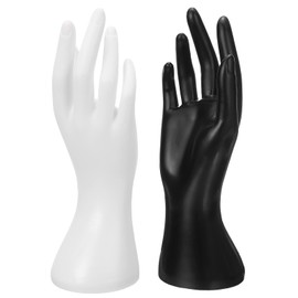 PATIKIL 2pcs Hand Ring Holder, Hand Jewelry Holder Ring Display Stand Jewelry Display Bracelet Display Heavy Sturdy Base for Room Decorative, Black White