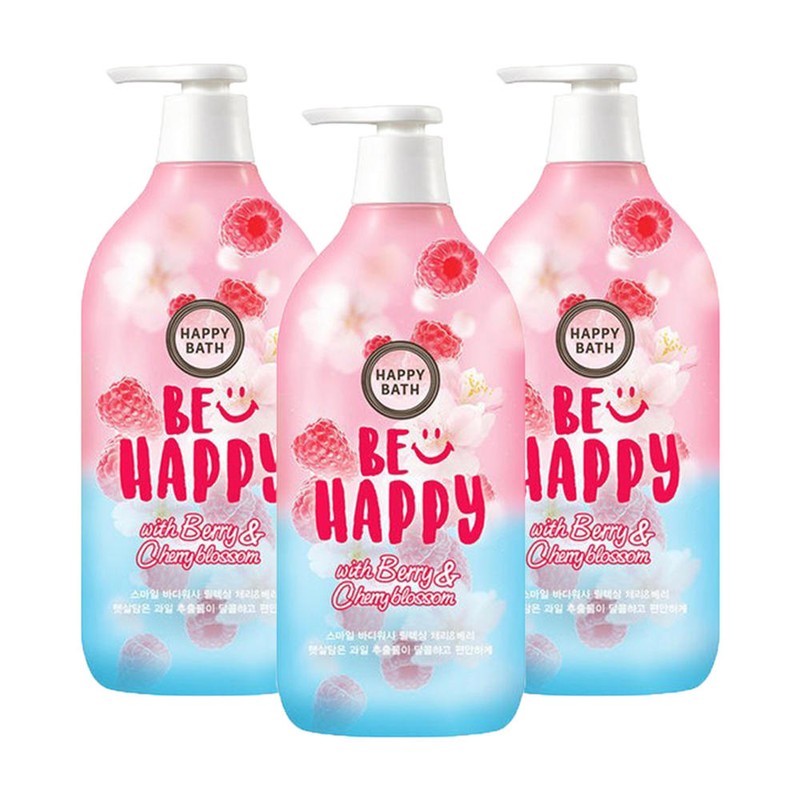 Happybath 해피바스 스마일 바디워시 릴렉싱 체리 앤 베리 900g 3개