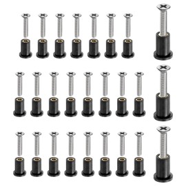 sourcing map 26 Pairs M4 Neoprene Well Nuts with Stainless Steel Screw, Rubber Well Nuts Kit Brass Copper Bolt, Universal Motorcycle Fasteners for Kayak Boat Windscreen