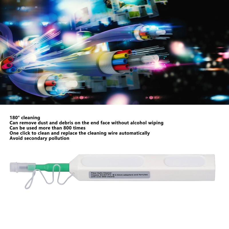 Fiber Optic Cleaning Pen Sound Prompt 180 Degree Clean Low