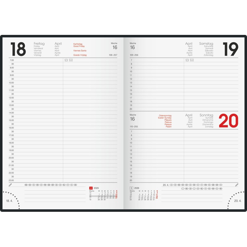 BRUNNEN Buchkalender Mod. 795 2026 | A5, Kunststoff, schwarz