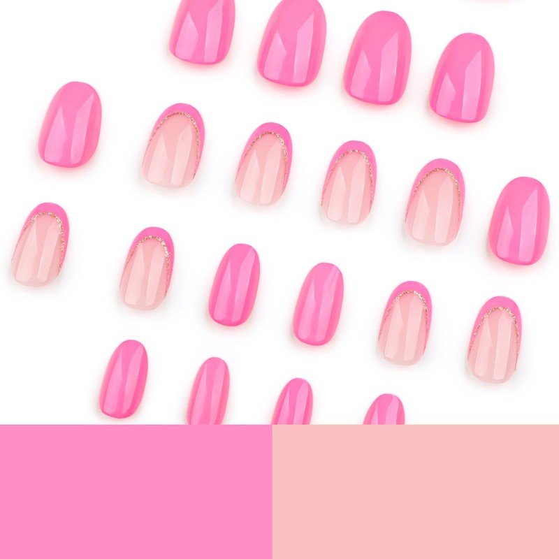 Acrylic Press on Nails Almond Short Fake Nails Rose Pink