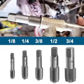 SING F LTD 5Pcs BSP 55 Degree Pipe Tap Cylindrical Pipe Thread Taps Fit for G1/8 G1/4 G3/8 G1/2 G3/4 BSP Pipe Threads Bearing Steel Pipe Thread Tool