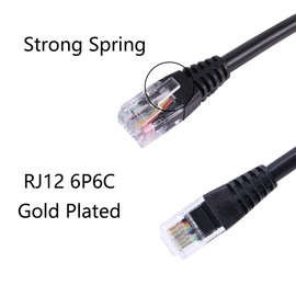 RIIEYOCA RJ12 Telephone Line Switch On/Off 6P6C Male to Female Telephone Landline Telephone Cable with Isolator Switch, Black, 50 cm/1.6 Feet