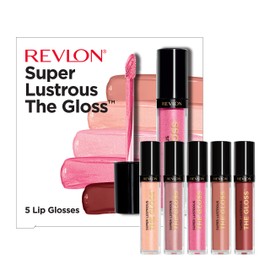 REVLON Revlon Super Lustrous The Gloss, 5 Piece Lipgloss Gift Set, Non-sticky High Shine Color in Cream & Pearl Finishes, Pack of 5, 0.75 Fl Oz