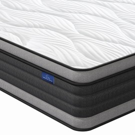 Vesgantti Queen Mattress, 10 Inch Hybrid Queen Size Mattress with Memory Foam and Individually Pocket Spring, Pressure Relief and Supportive, Medium Firm Feel, Mattress in a Box