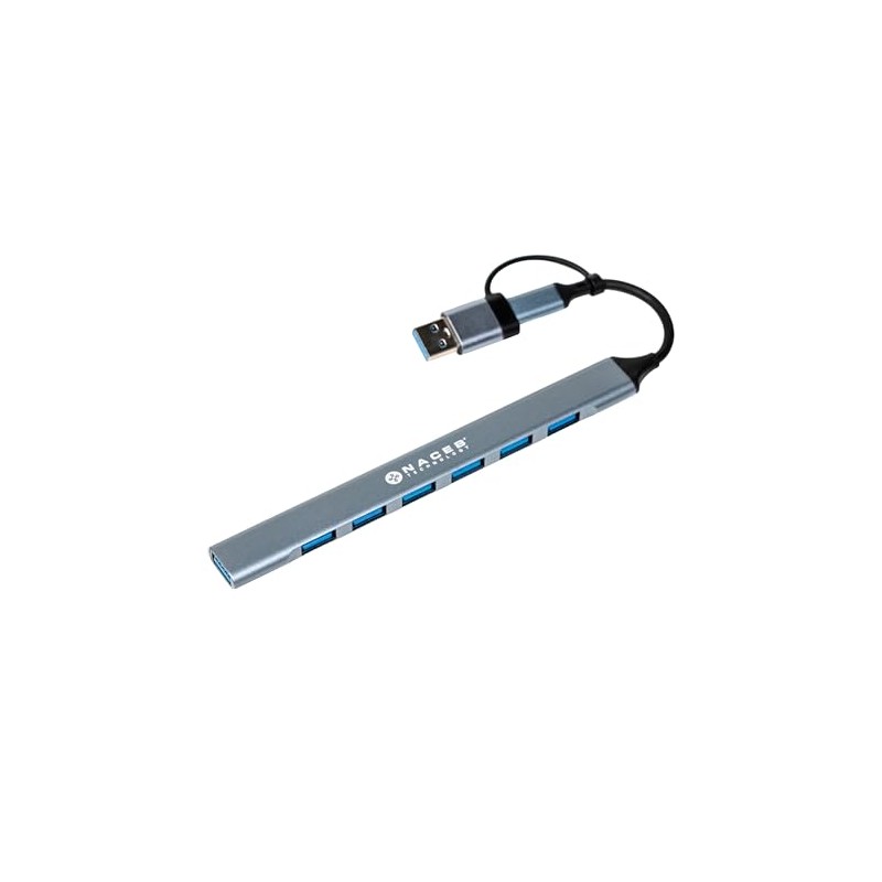 NACEB TECHNOLOGY HUB USB-C/A a 7 Puertos 1 USB 3.0,