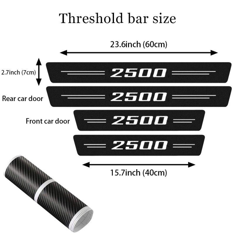 4X For Dodge Ram 2500 Carbon Fiber Cab Door Sill