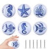 Lasyman 6PCS1.49Inch Coastal Beach Cabinet Themed Nautical Kids Ceramic Drawer