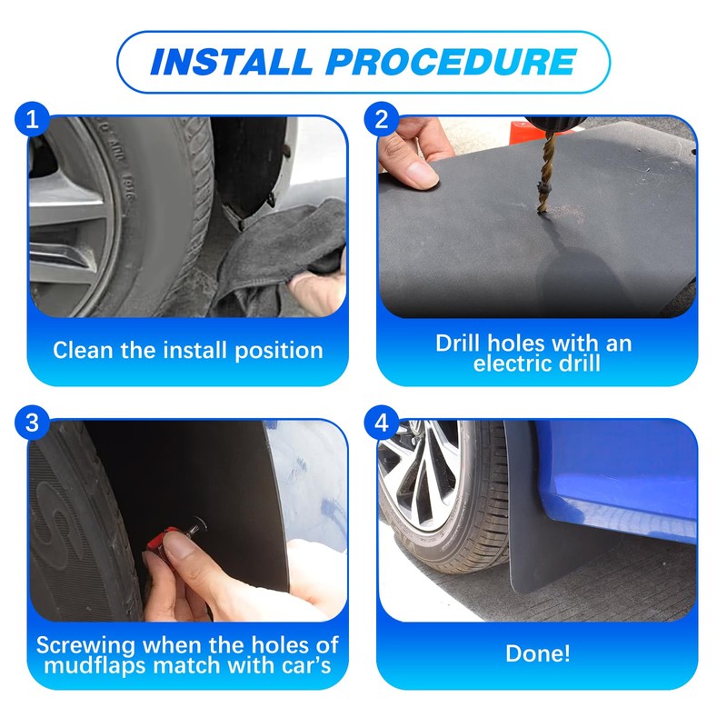 KEEPDSGN 4PCS Black Car Mud Flaps Front and Rear Side