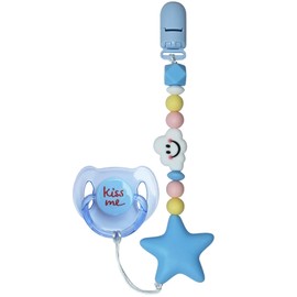 HELERKOL Lindo clip para chupete de estilo azul con chupete magnético azul, accesorios de juguete para muñecas renacidos (nube de estrella)