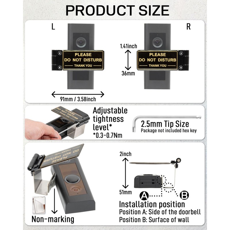 Metal No Soliciting Sign for Front Door - Fits Any