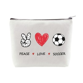 Peace Love Soccer Makeup Bag - Coach & Team Gifts for Women & Girls Soccer Fans