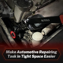 BILITOOLS 15-Piece Universal Serpentine Belt Tool Set,Belt Tensioner Tool Kit with Ratcheting Wrench, Crowfoot Wrenches, Socket Adapters.19 mm and 7/8'' ratchet drive.