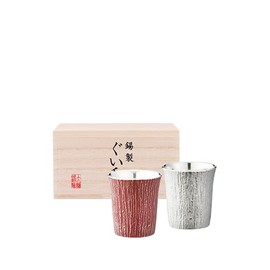 Osakasuzuki Mat-rw-2p Guinomi Pair Set, Pine Style, Red and White, Tin Sake Set Made in Japan, Gift, Cold Sake, Perfect for Sake, Wedding Gift, Longevity Celebration, Father's Day Gift, Gift