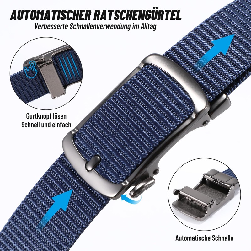 JasGood Automatic Belt Men's Nylon 3.5 cm Ratchet Belt Men's