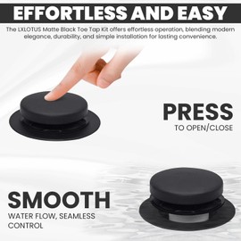 LXLTOUS Matte Black Toe Tap Bathtub Trim Set with Two-Hole Overflow Faceplate, Replacement Tub Drain Kit with 2-Hole Overflow Cover and Universal Fine/Coarse Thread, Fits 1-3/8" and 1-1/2"