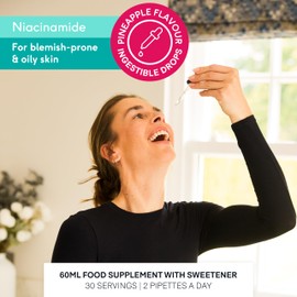 Beauty Dropz Niacinamide Oral Skin Care Drops – Vitamin B3 / Edible Serum for Blemish-Prone Skin – Dark Spot Corrector – Vegan Skincare – Pore Minimising – Pineapple Flavour – 60ml