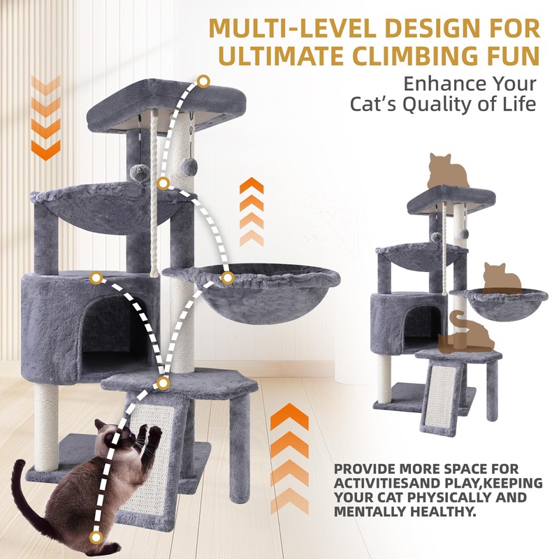 Xin Three Layer Cat Tree with Cat Condo and Two