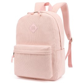 Dezcrab Corduroy Girls School Backpack - Teen Bookbags Kids Elementary Middle School Bookbags Women Travel Daypack (Pink)