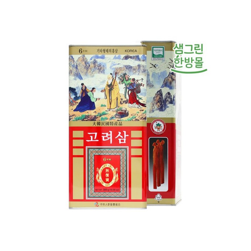 홍삼 6년근 대편 300g (11~20뿌리) 건홍삼 고려홍삼 캔 Red Ginseng