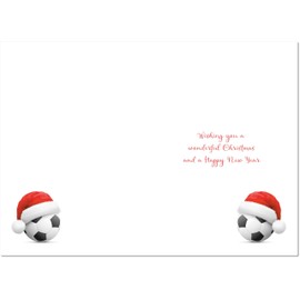 doodlecards Grandpa Christmas Card Santa Hat Football with Red Sky Medium Size Christmas Card for Grandpa with Plain Envelope