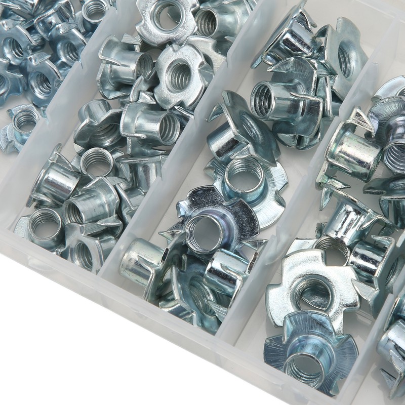 80Pcs T Nuts Carbon Steel Galvanized Layer Rust Resistant Sturdy