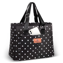 HSHRISH Women's Lunch Bag, Cool Bag, Work Bag, Waterproof and Leak-proof Material, Adjustable Shoulder Strap, Suitable for Adults, Women, Work, Camping, Shopping, Beach, 12 L, Black