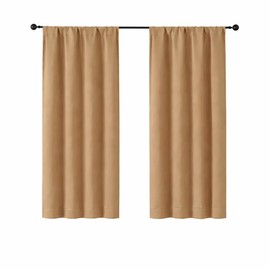 Simplebrand Ava Taupe Blackout Curtains for Bedroom 63 Inch Length 2 Panels Set, Solid Thermal Insulated Energy Saving Rod Pocket Window Treatment Curtains Blackout Drapes, W40 x L63 Inch, Taupe