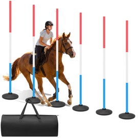 6 Pcs 6ft Pole Bending Poles for Horses,Thickened Heavy Duty Agility Pole Adjustable Height Equestrian Sport Training Equipment for Horse, Soccer, Football, Dog